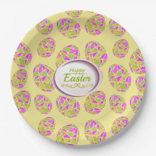 Colourful Easter Eggs Mosaic Paper Plate
