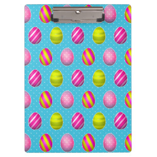 Colourful Easter Eggs On Polka Dot Background Clipboard