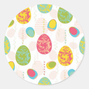Colourful Easter Eggs Pattern Classic Round Sticker