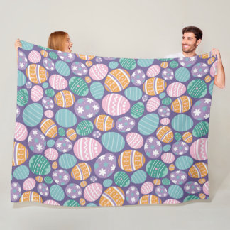 Colourful Easter Eggs Pattern Fleece Blanket