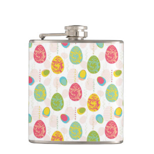 Colourful Easter Eggs Pattern Hip Flask