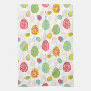 Colourful Easter Eggs Pattern Kitchen Towel