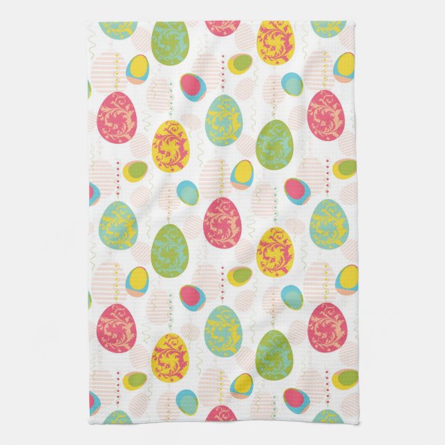 Colourful Easter Eggs Pattern Kitchen Towel (Vertical)