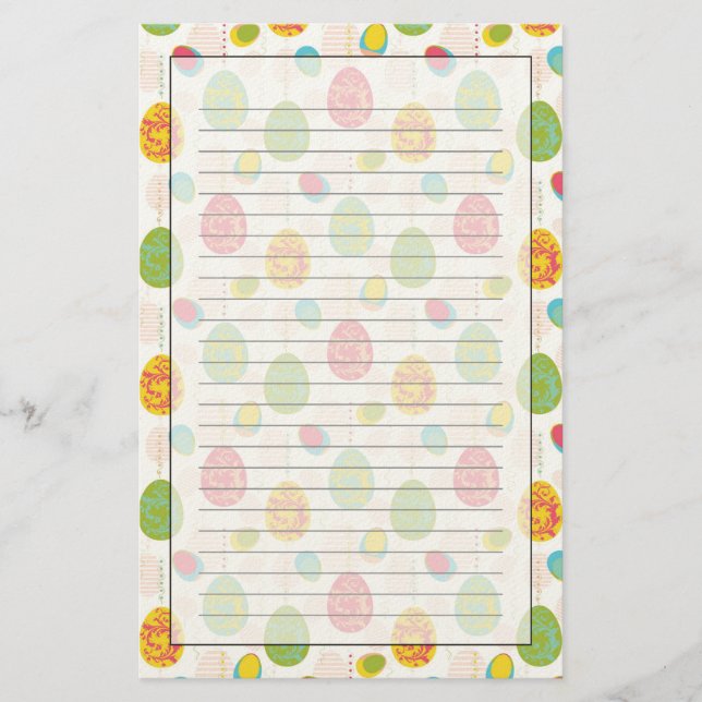 Colourful Easter Eggs Pattern Stationery (Front)