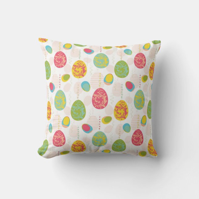 Colourful Easter Eggs Pattern Throw Pillow (Front)