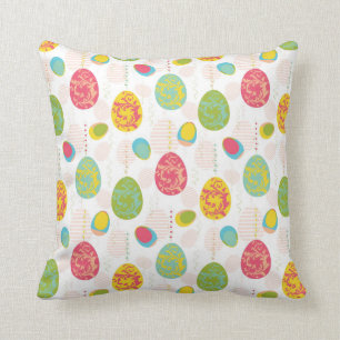Colourful Easter Eggs Pattern Throw Pillow