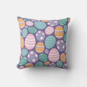 Colourful Easter Eggs Pattern Throw Pillow