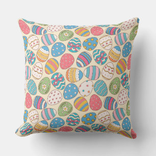 Colourful Easter Eggs Pattern  Throw Pillow