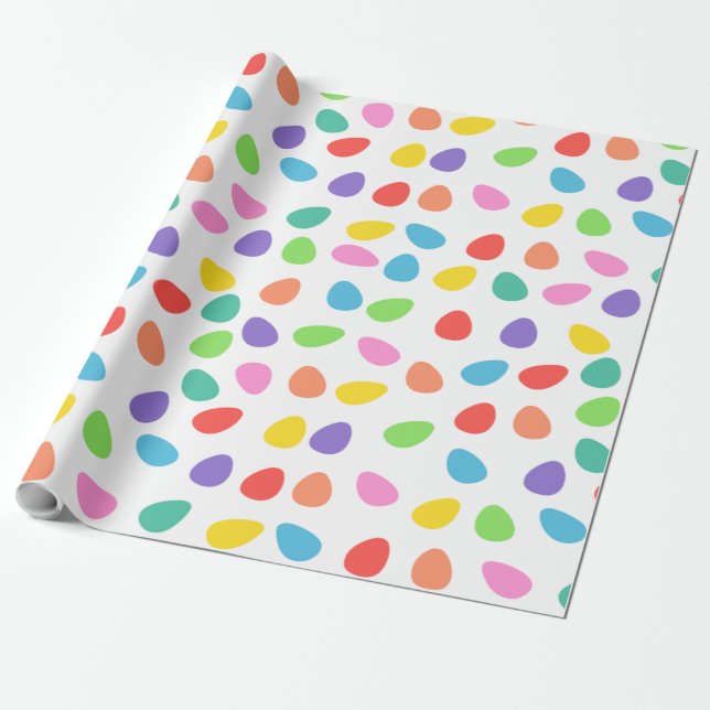 Colourful Easter Eggs Pattern Wrapping Paper (Unrolled)