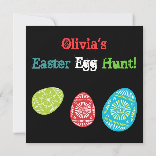 Colourful Easter Eggs Recycled Egg Hunt Invitation (Front)