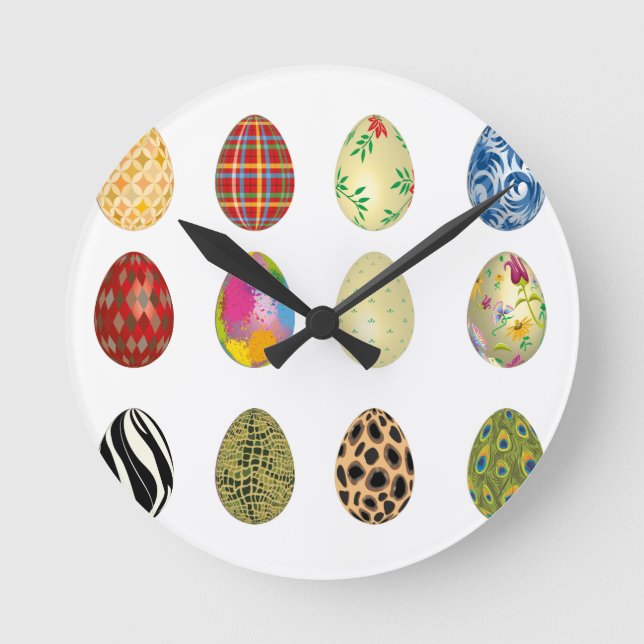 colourful easter eggs round clock (Front)