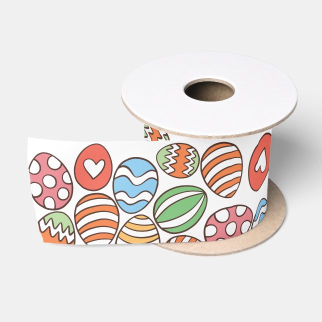 Colourful Easter Eggs Satin Ribbon (Spool)