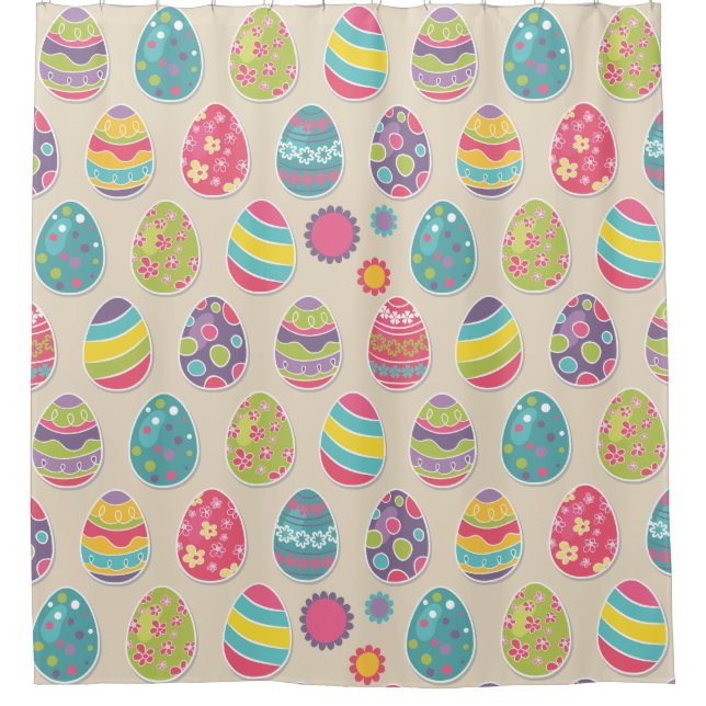 Colourful Easter eggs shower curtain (Front)