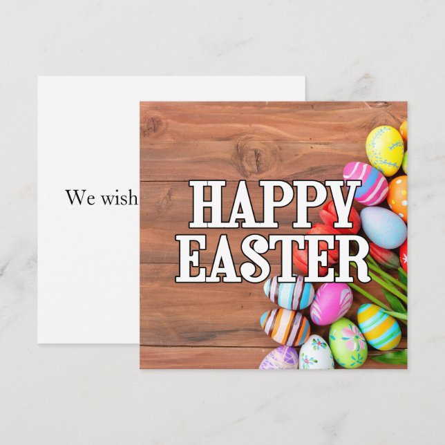 Colourful Easter Eggs & Tulip Flowers Card (Front/Back)