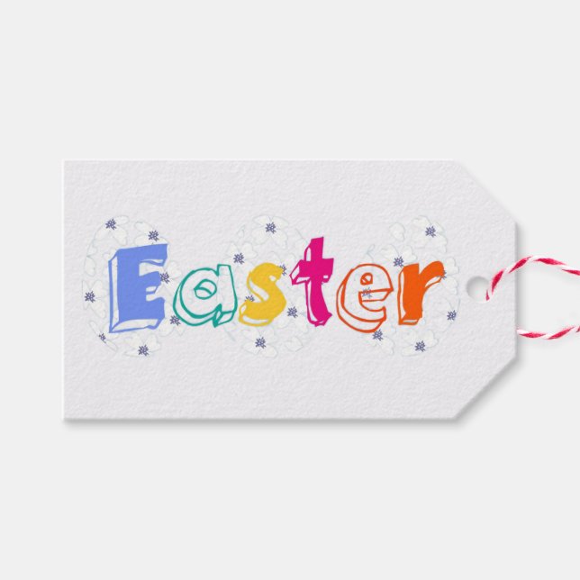 Colourful “Easter” Lettering  Gift Tags (Front (Horizontal))
