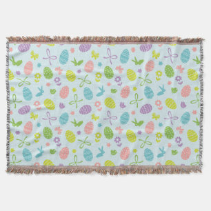 Colourful Easter Spring Pattern Throw Blanket