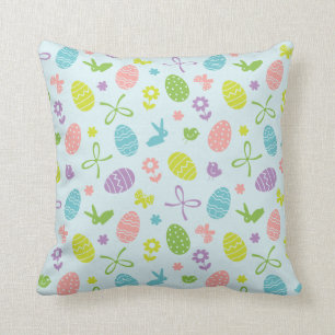 Colourful Easter Spring Pattern Throw Pillow