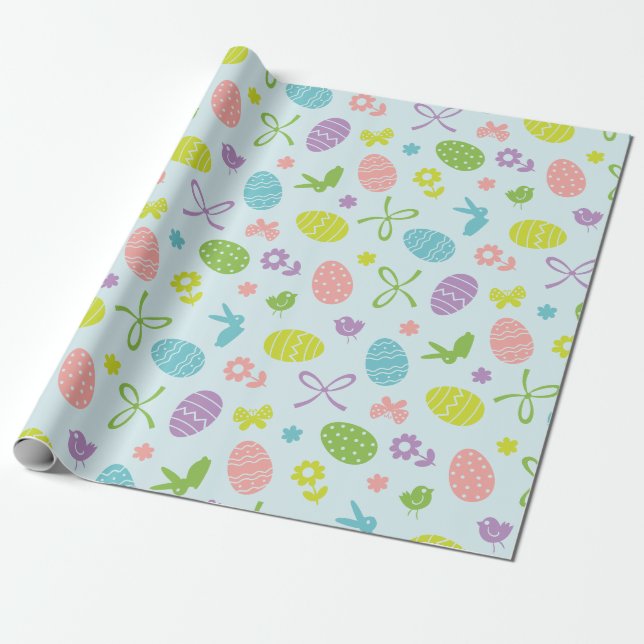 Colourful Easter Spring Pattern | Wrapping Paper (Unrolled)