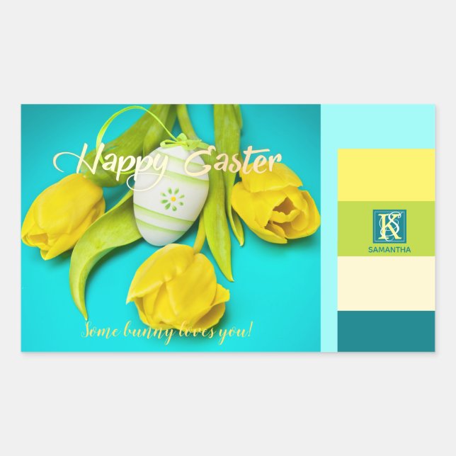 Colourful Easter Stripes Photo Monogram Sticker (Front)