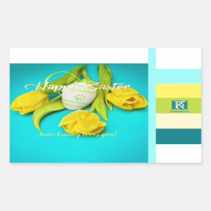 Colourful Easter Stripes Photo Monogram Sticker