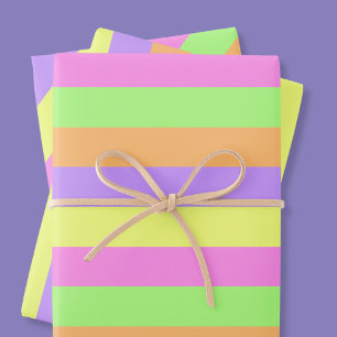 Colourful Easter Stripes Wrapping Paper Sheet
