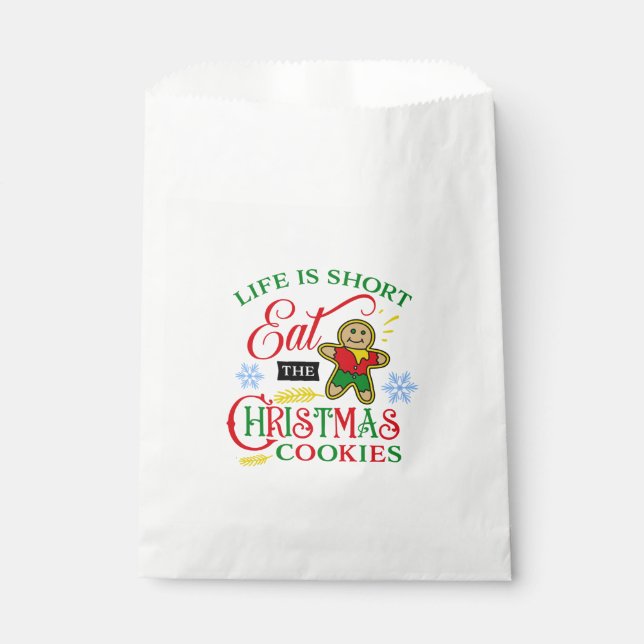 Colourful Eat the Christmas Cookies Favour Bag (Front)