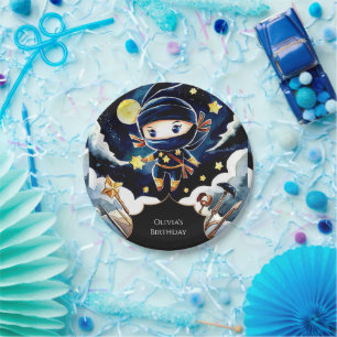Colourful Editable Ninja Birthday Paper Plate