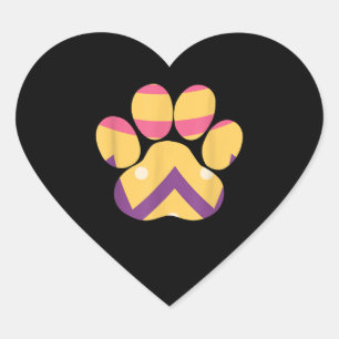 Colourful Egg Easter Paw Funny Dog Cat Lovers East Heart Sticker