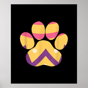 Colourful Egg Easter Paw Funny Dog Cat Lovers Gift Poster