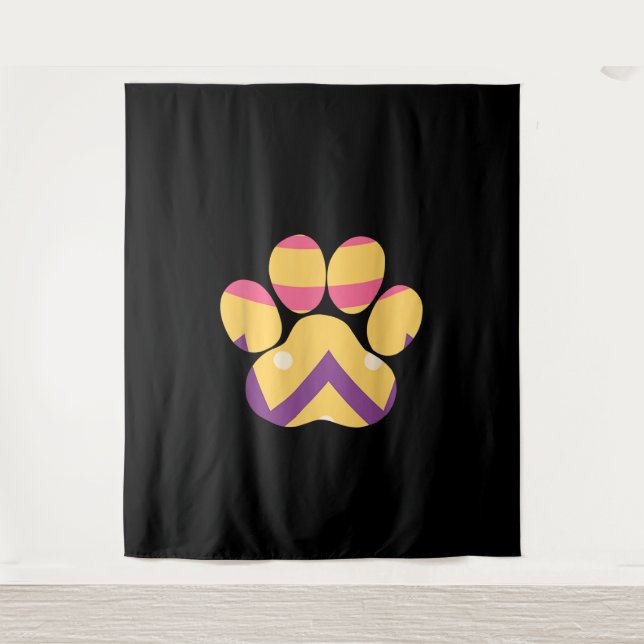 Colourful Egg Easter Paw Funny Dog Cat Lovers Gift Tapestry (Front)