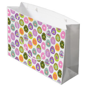 Colourful Egg Pattern Easter Large Gift Bag