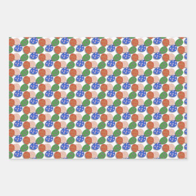 Colourful Egg Patterned Wrapping Paper Sheet (Front)