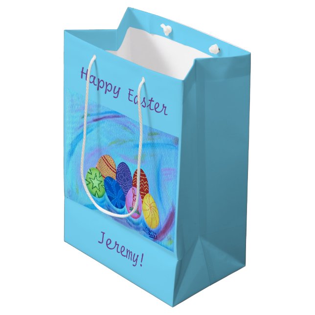 Colourful eggs, Happy Easter, personalized gift ba Medium Gift Bag (Front Angled)