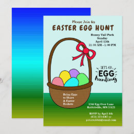 Colourful Eggs in a Basket Easter Egg Hunt Invitation