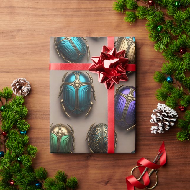 Colourful Egyptian Scarabs Wrapping Paper (Holiday Gift)