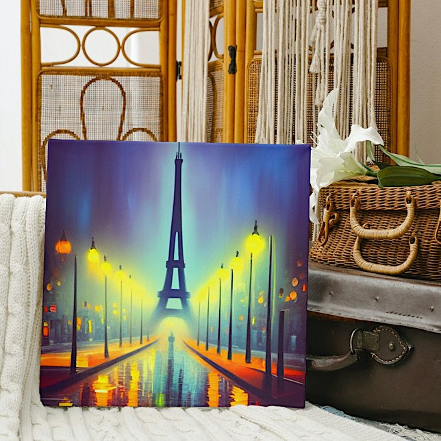 Colourful Eiffel Tower at Night  Canvas Print (Creator Uploaded)
