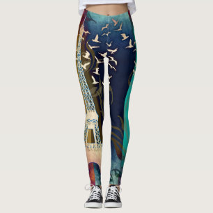 Colourful Eiffel Tower Paris bird leggings