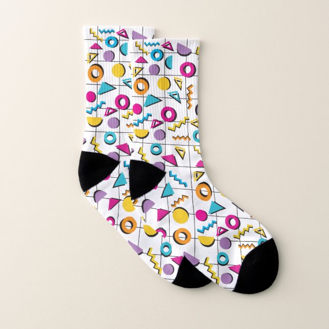 Colourful Eighties 80's Geometric Pattern Socks (Pair)