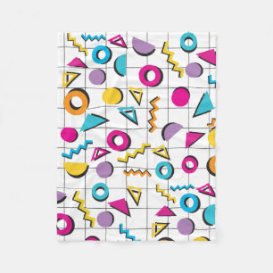 Colourful Eighties 80's Retro Geometric Pattern  Fleece Blanket