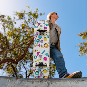 Colourful Eighties 80's Retro Geometric Pattern Skateboard