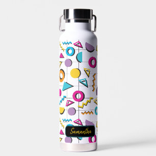 Colourful Eighties 80's Retro Geometric Pattern Water Bottle