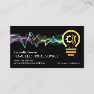 Colourful Electrical Lightning Charge Gold Bulb Business Card