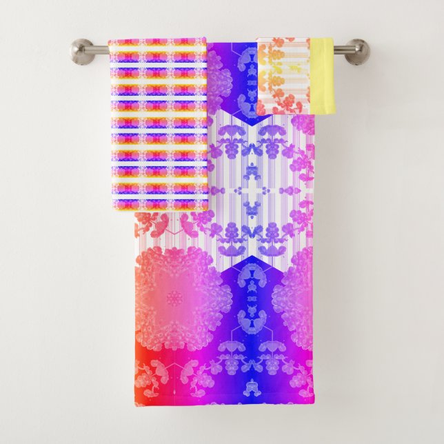 Colourful Elegant Abstract Geometric Backround var Bath Towel Set (Insitu)