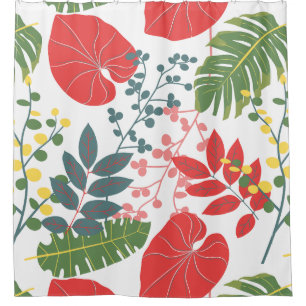 Colourful elegant botanical pattern green red