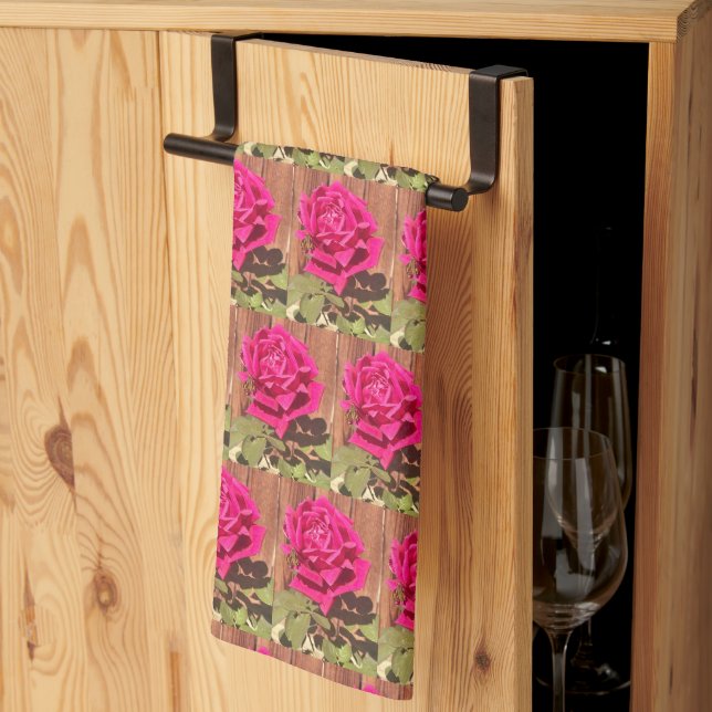 Colourful Elegant Pink Floral Pink Flower Kitchen Towel (Thirds Fold)