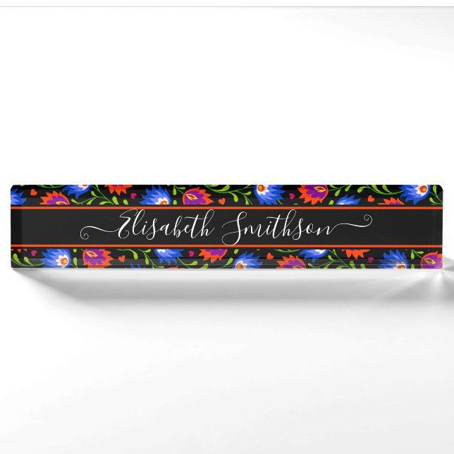 Colourful Elegant Professional Bold Bohemian Flora Nameplate (Front)