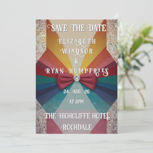 Colourful Elegant Rainbow Wedding Invitation  (Standing Front)