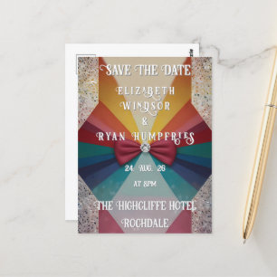 Colourful Elegant Rainbow Wedding Invitation  Postcard