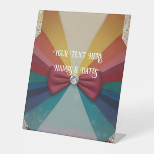 Colourful Elegant Rainbow Wedding Pedestal Sign