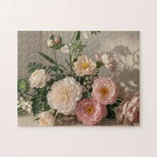 Colourful Elegant vintage-inspired flowers  Jigsaw Puzzle
